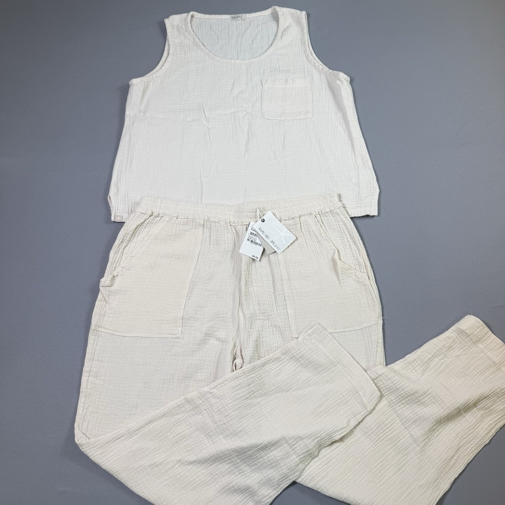 Barefoot Dreams Malibu Collection Sun Soaked Tank & Pants Matching Set Womens L